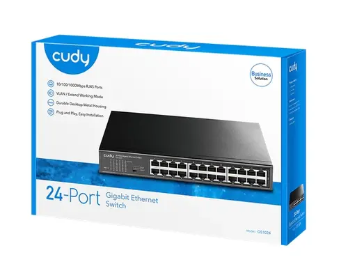 Комутатор, Cudy GS1024 24-Port Gigabit Metal Switch, 24 Gigabit RJ45 Ports, Rack-mountable Steel Case - image 3