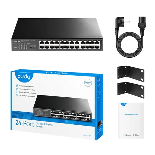 Суич Cudy GS1024, 24 портов, 10/100/1000, Auto-MDI/MDIX, за 19" rack - image 3
