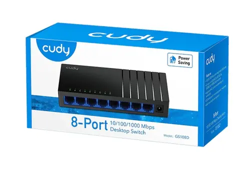 Комутатор, Cudy GS108 8-Port Gigabit Metal Switch, 8 10/100/1000M RJ45 Ports, Desktop Metal Case - image 2