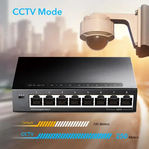 Суич Cudy GS108, 8 портов, 10/100/1000, Auto-MDI/MDIX, Метален корпус - image 4