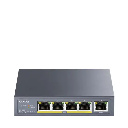 Суич Cudy GS1005P, 5 портов, 10/100/100, PoE+ Switch 60W, Uplink порт - image 3