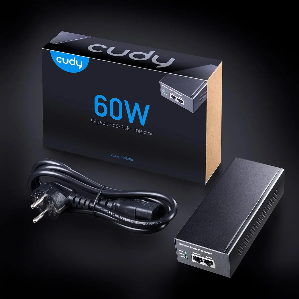 Injector PoE Cudy POE300, Gigabit PoE+/PoE, 60W, carcasă metalică - image 4