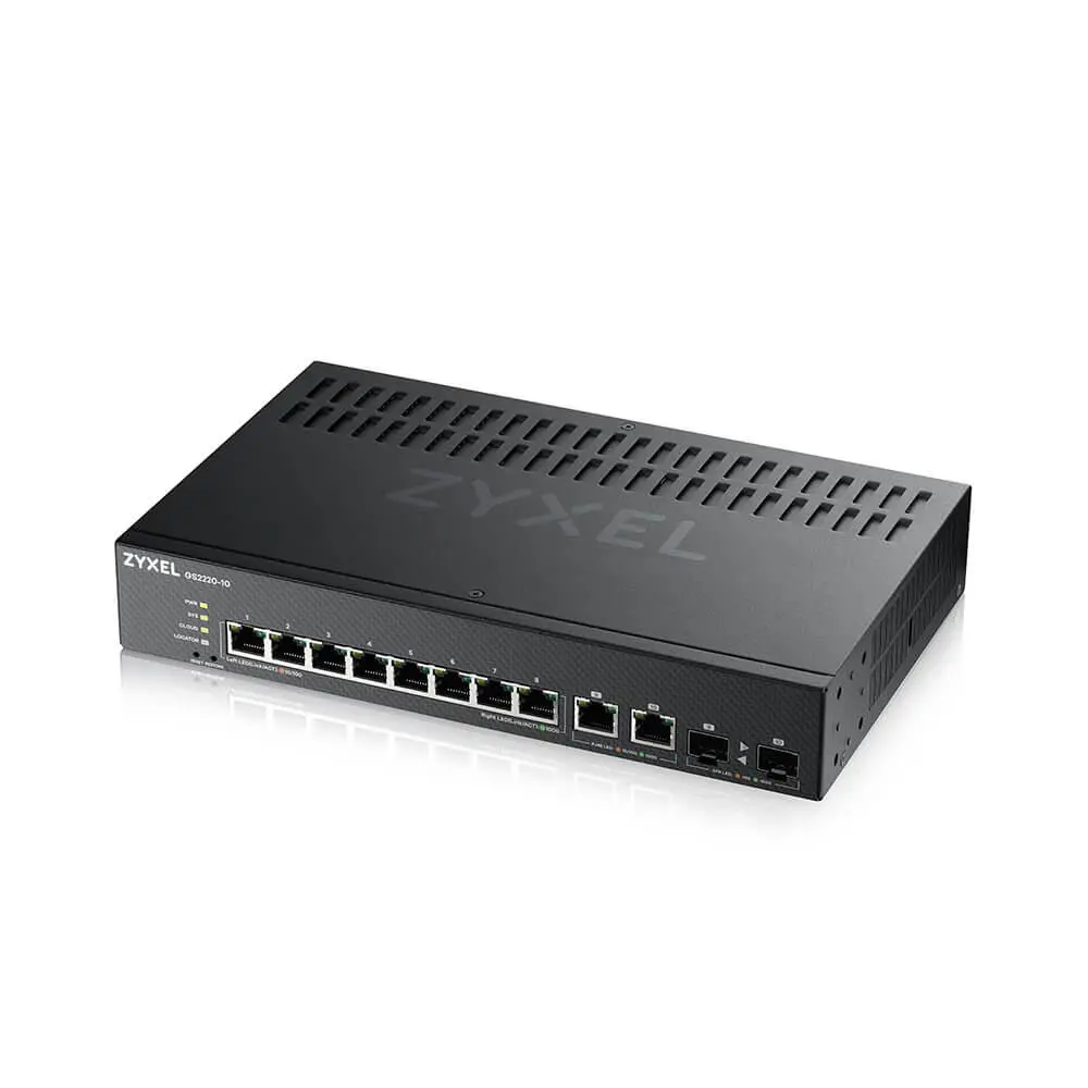 Суич ZYXEL GS2220-10, 10 портов управляем L2, 8x Gigabit + 2x Gigabit combo (RJ45/SFP) - image 2