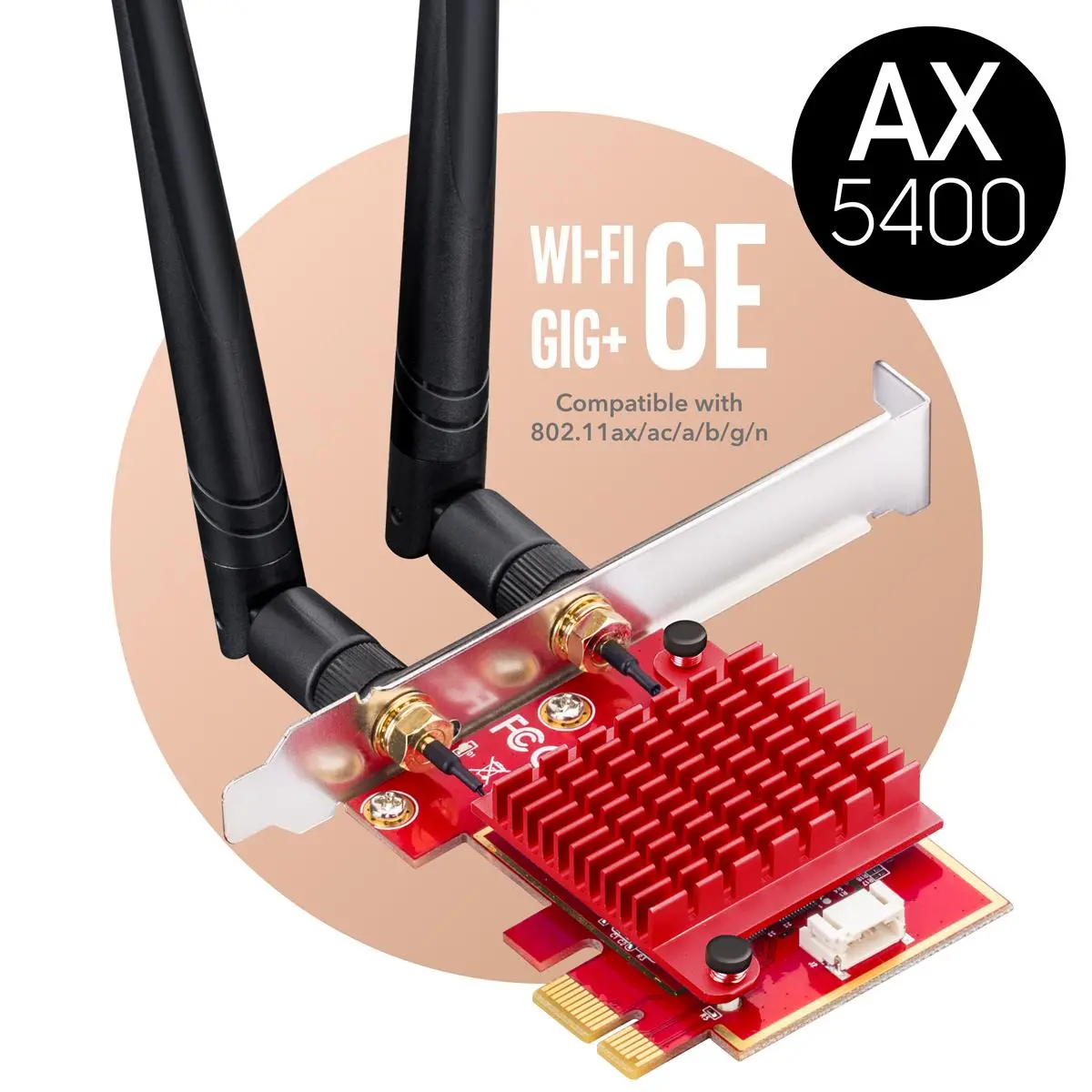 Placă de rețea Cudy WE3000S, PCIe, tri-band, 2.4/5~/6 GHz, 574 - 2400 Mbps - image 1