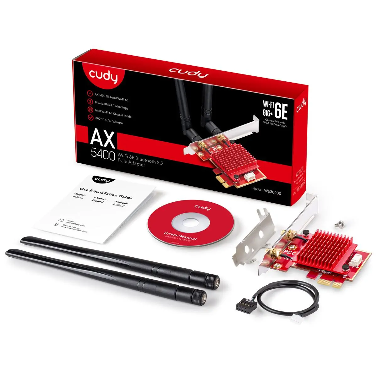 Placă de rețea Cudy WE3000S, PCIe, tri-band, 2.4/5~/6 GHz, 574 - 2400 Mbps - image 3