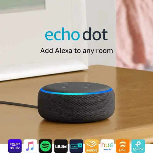 Преносима смарт тонколона Amazon Echo Dot 3 Charcoal, гласов асистент, Черен - image 1