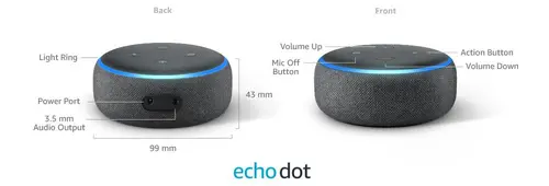 Преносима смарт тонколона Amazon Echo Dot 3 Charcoal, гласов асистент, Черен - image 2