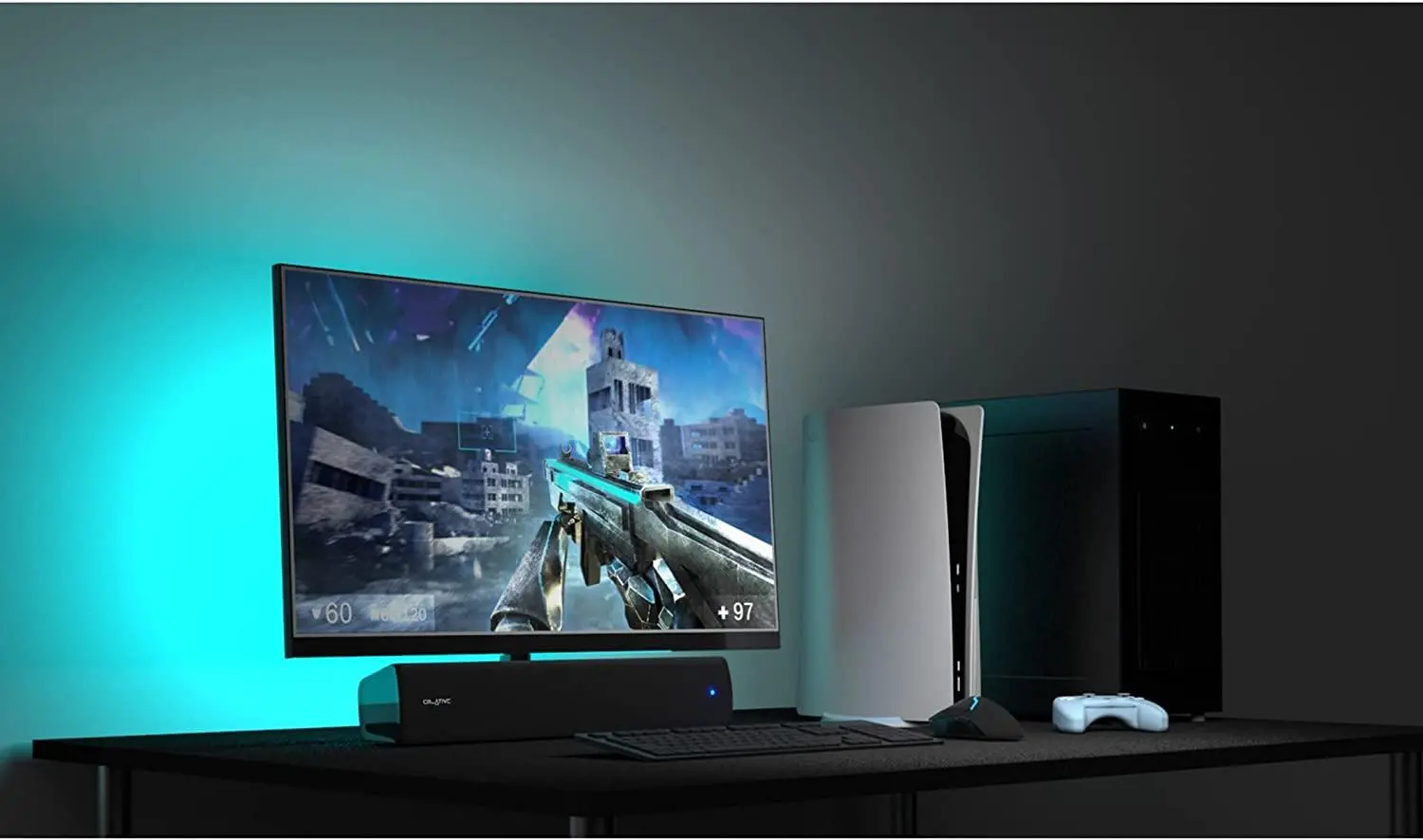Bluetooth soundbar Creative STAGE AIR V2, 2.0, USB-C, Aux-in, 10W, Μαύρο - image 5