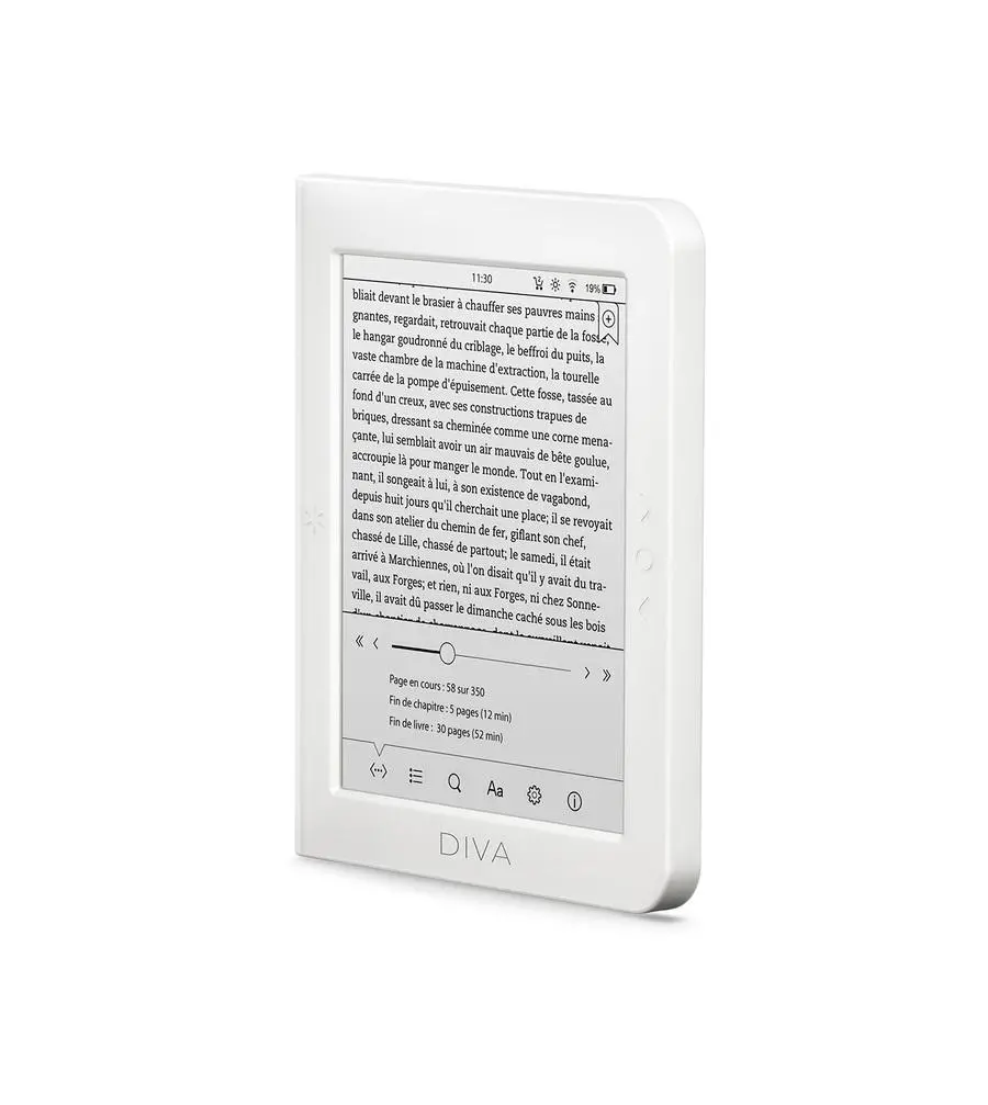 eBook четец BOOKEEN Diva HD 6", тъч, подсветка, 300dpi, бял - image 2