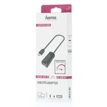 Кабел HAMA, USB 2.0 OTG micro USB - женско USB 2.0, 480 Mbit/s, Черен - image 1