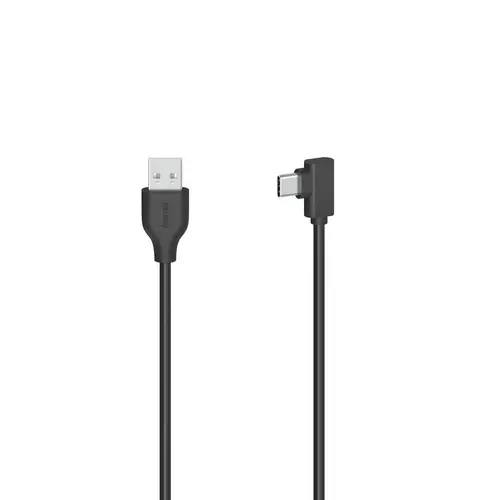 Cablu HAMA USB-C tată - USB A, 90°, 0.75 m, USB 2.0, 480Mbit/s, Negru