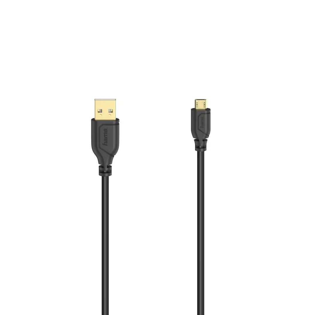 Кабел HAMA Flexi-Slim, USB 2.0 мъжко - micro USB мъжко, 0.75 м., Позлатени конектори, Черен - image 1