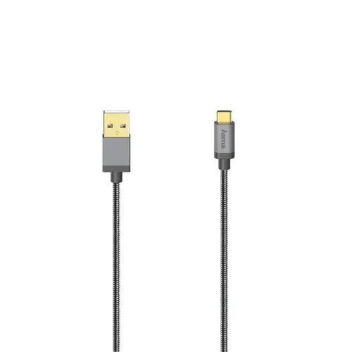 Кабел HAMA, USB-C мъжко - USB-A мъжко, 0.75 м., 5 звезди, 480Mbit/s, Черен - image 1