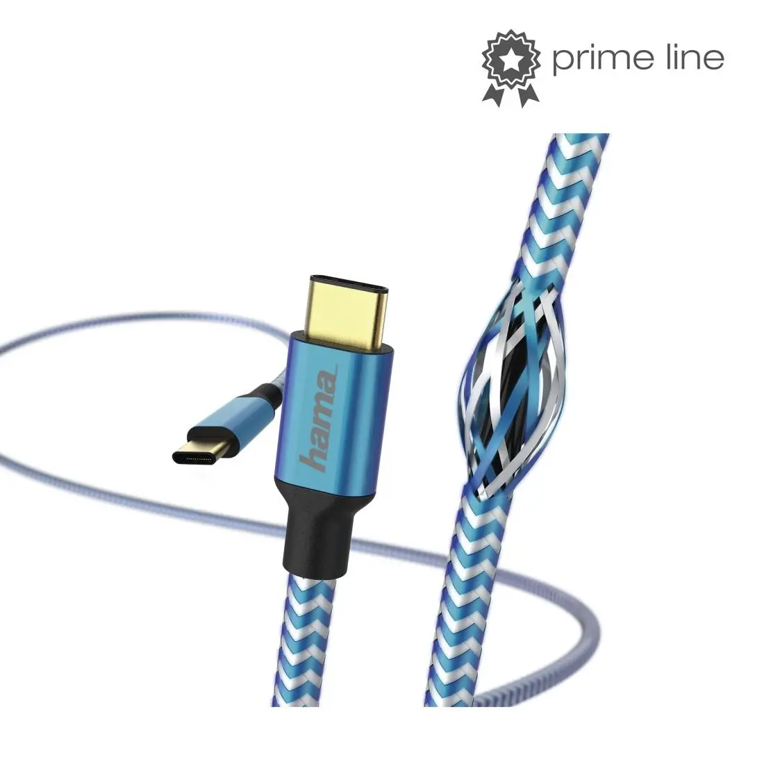Кабел HAMA Reflective, USB-C мъжко - USB-C мъжко, 480 Mbps, 1.5 м., Син - image 3
