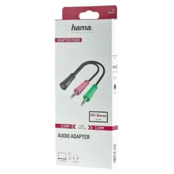 Жак адаптер HAMA, 3.5 mm жак женско - 2 x 3.5 mm жак мъжко, 10cm - image 1