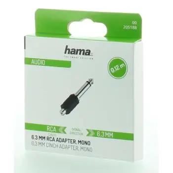 Преходник HAMA, 6.3 мм жак мъжко - Чинч женско, Черен - image 1