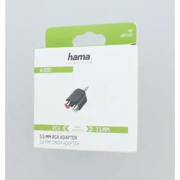Преходник HAMA, 3.5 мм жак мъжко - 2 x Чинч женско, Черен - image 1