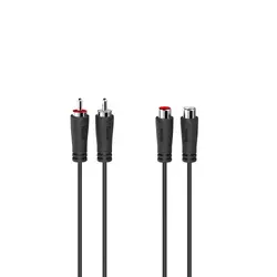 Удължителен аудио кабел HAMA  2 x Чинч мъжко - 2 x Чинч женско, 5.0 м, Черен