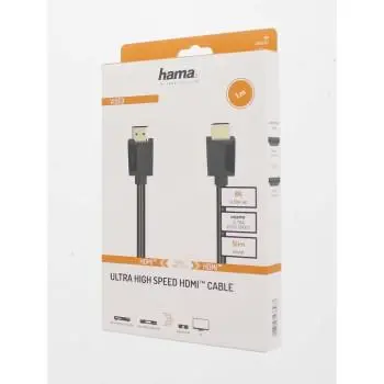 Кабел HAMA High Speed, HDMI мъжко - HDMI мъжко, 8K, 48GB/s, Ethernet, 1 м, Позл. конектори, Черен - image 2