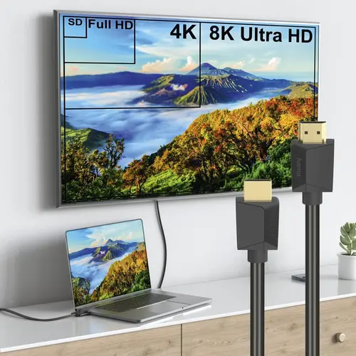 Кабел HAMA 205243, HDMI мъжко - HDMI мъжко, 8K, 48GB/s, Ethernet , 3 м, Позл. конектори, Черен - image 3