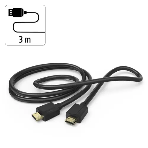 Кабел HAMA 205243, HDMI мъжко - HDMI мъжко, 8K, 48GB/s, Ethernet , 3 м, Позл. конектори, Черен - image 6