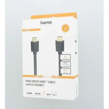 Кабел HAMA High-Speed, HDMI мъжко - HDMI мъжко, 4K, 18GB/s, Ethernet, 5 м, Позл. конектори, Черен - image 1