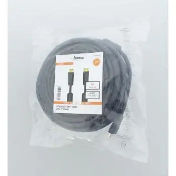 Кабел HAMA High-speed, HDMI мъжко - HDMI мъжко, 4K, 10.2GB/s, Ethernet, 15 м, Позл. конектори, 2 филтъра, Черен - image 1