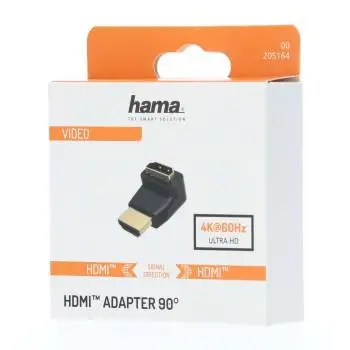 Adaptor HAMA 205164, HDMI tată - HDMI mamă, la 90°, negru - image 1