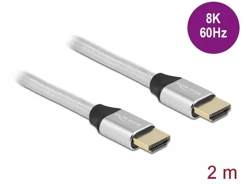 Кабел Delock Ultra High Speed,HDMI мъжко - HDMI мъжко, 48 Gbit/s, 8K 60 Hz, 2 м, Сребрист - image 1