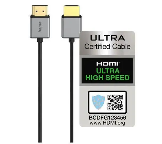 Кабел Hama, HDMI мъжко - HDMI мъжко, 8K, Алуминий, 1.5 м - image 1