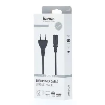 Захранващ кабел HAMA Euro Plug, 2-Pin(IEC C7) женско, 2.5 m, Черен - image 1