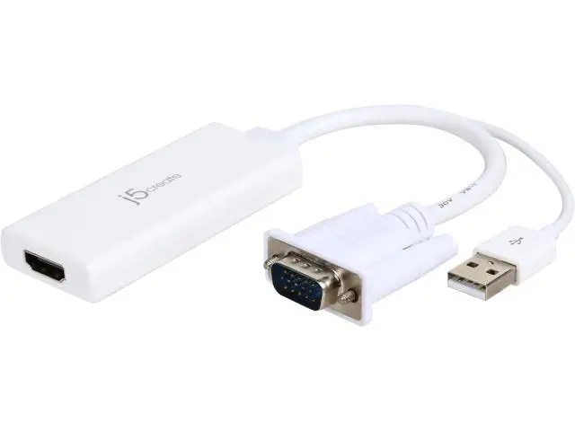 Adaptor audio video j5create JDA214, VGA/USB tată - HDMI mamă, Alb