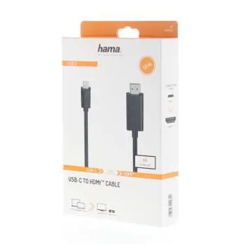 Кабел HAMA 200718, USB-C мъжко - HDMI мъжко, Ultra-HD, 4K, 1.5 м, 3 звезди, Черен - image 1