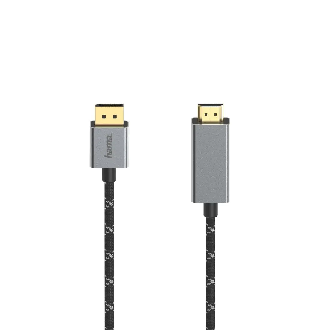 Cablu HAMA, DisplayPort tată - HDMI tată, Ultra-HD, 4K@60 Hz, 1.5m, Aluminiu, Conectori placați cu aur, Negru