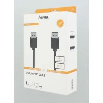 Кабел HAMA 200697, DisplayPort мъжко - DisplayPort мъжко, 3 m, Ultra-HD 4K, Двойно-екраниран, Черен - image 1
