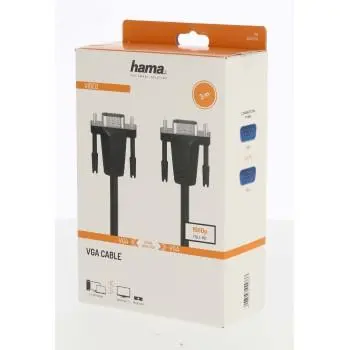 Кабел за монитор HAMA 200708, VGA мъжко - VGA мъжко, 3.0 м, Екраниран, Черен - image 1