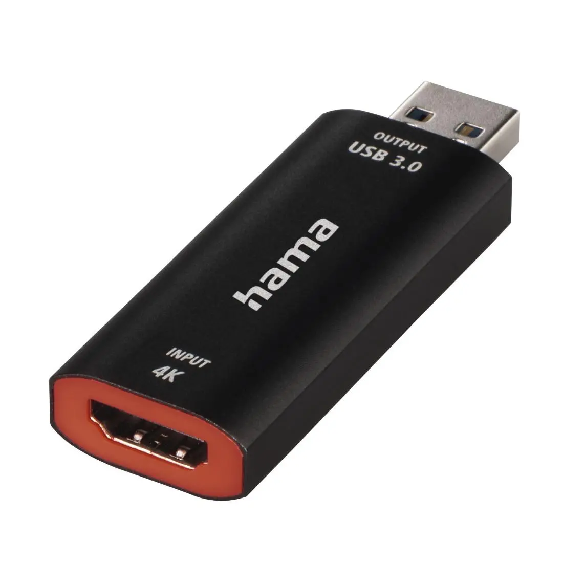 Video Recording stick HAMA 74257, HDMI θηλυκό - USB αρσενικό, 4К, Μαύρο