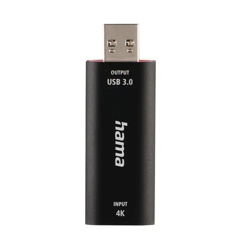 Video Recording стик HAMA 74257, HDMI женско - USB мъжко, 4К,  Черен - image 1
