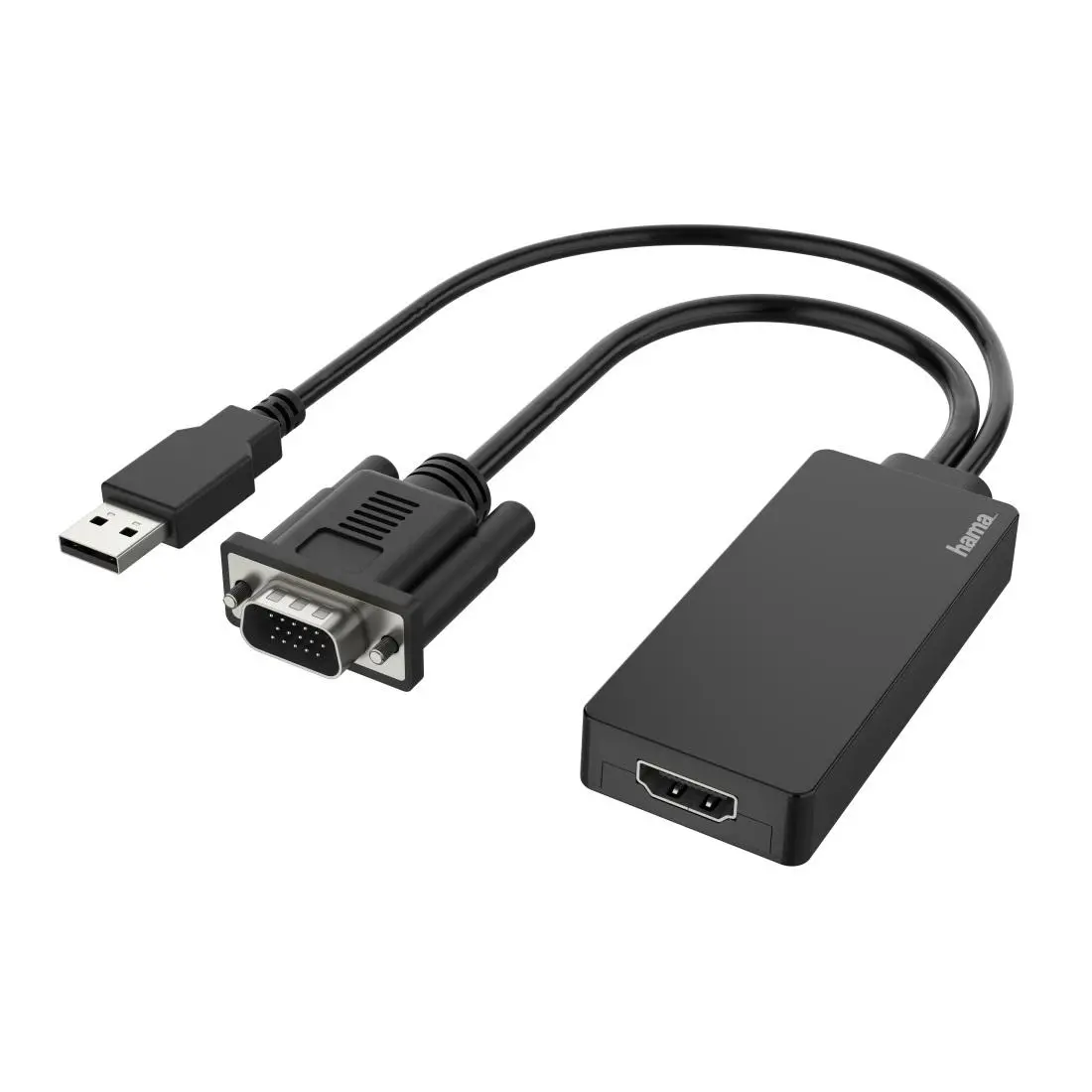 Convertor HAMA, VGA+USB tată - HDMI mamă, Full HD 1080p, Negru