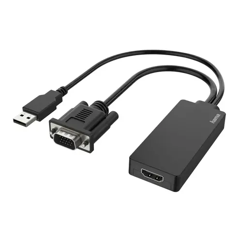 Μετατροπέας HAMA, VGA+USB αρσενικό - HDMI θηλυκό, Full HD 1080p, Μαύρο - 1