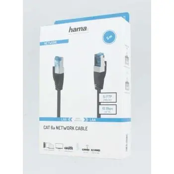 Мрежов кабел HAMA,S/FTP CAT 6a, 10 Gbit/s, S/FTP RJ-45-RJ45, 5 m, Черен - image 1