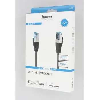 Мрежов пач кабел HAMA S/FTP, CAT 6a, RJ-45 - RJ-45, 10Gbit/s, 1.5 m, Черен - image 1
