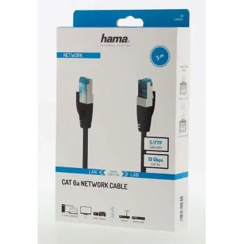 Мрежов пач кабел HAMA S/FTP, CAT 6a, RJ-45 - RJ-45, 10Gbit/s, 3.0 m, Черен - image 1