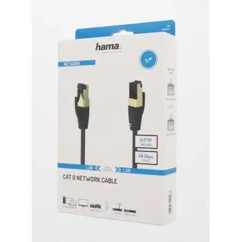 Мрежов пач кабел HAMA S/FTP, CAT 8, RJ-45 - RJ-45, 40Gbit/s, 3.0 m, Halogen-free, Черен - image 1