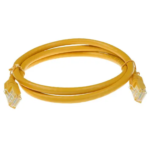 Καλώδιο δικτύου patch ACT U/UTP, CAT 6, RJ-45 - RJ-45, 1.5 m, Χάλκινοι αγωγοί, Κίτρινο, Χύμα συσκευασία - 2