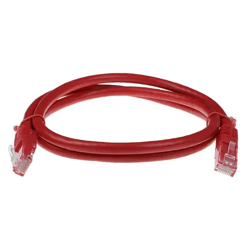 Cablu patch de rețea ACT U/UTP, CAT 6, RJ-45 - RJ-45, 1 m, Conductori din cupru, Roșu, Ambalaj Bulk - 2
