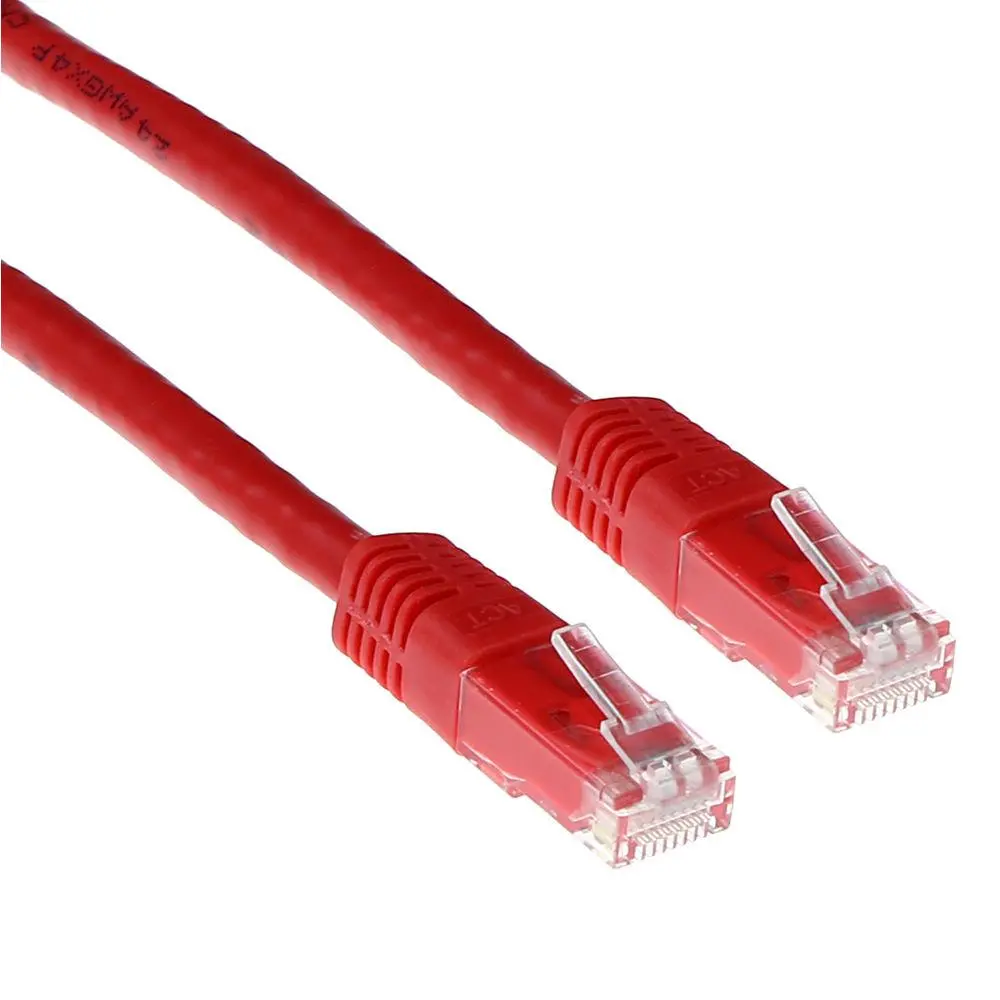 Cablu de rețea patch ACT U/UTP, CAT 6, RJ-45 - RJ-45, 3 m, Conductori din cupru, Roșu, Ambalaj Bulk