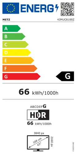 Телевизор METZ 43MUC6100Z, 43"(109 см), LED Smart TV, 4K, Android TV, 10.0, UHD, Клас G, Черен - image 1