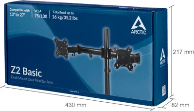 Стойка за монитор ARCTIC Z2 Basic, За бюро, 13" - 27" - 17
