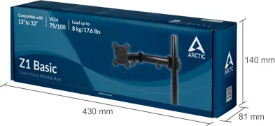 Стойка за монитор за бюро ARCTIC Z1 Basic, Регулируема, 13"-43", 15 кг, Черен - image 16